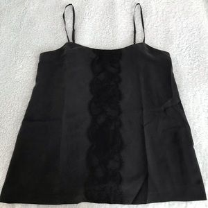 Theory Black Adjustable Cami with Lace Design
